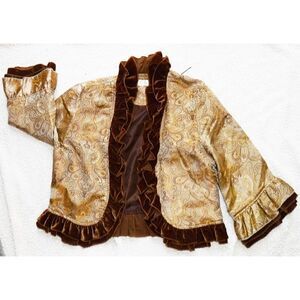 JMarco brown/gold satiny ruffle evening jacket